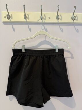 Reformation Black High-Waist Nylon-Feeling Shorts